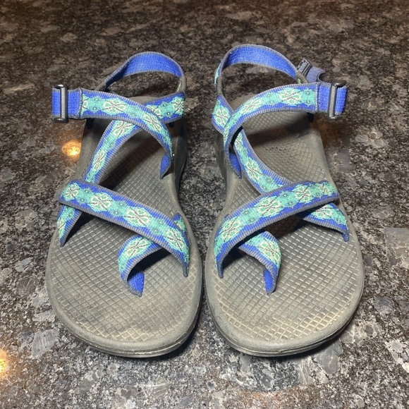 Chaco Cloud Classic Sandals Women's Size 8 Green Blue Print - Picture 3 of 10